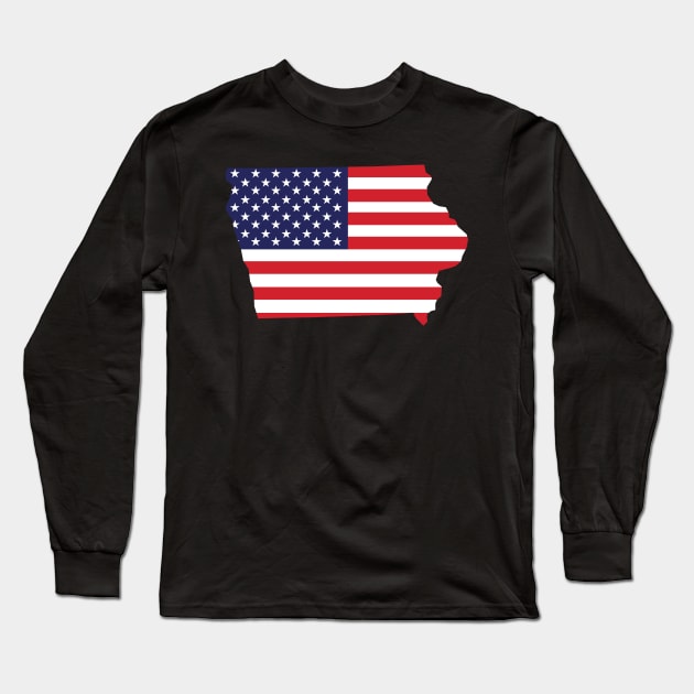 Iowa State Shape Flag Background Long Sleeve T-Shirt by anonopinion